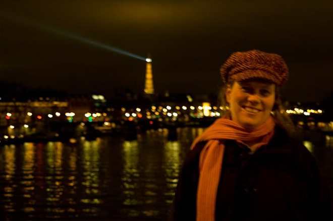 Sue in Paris at night