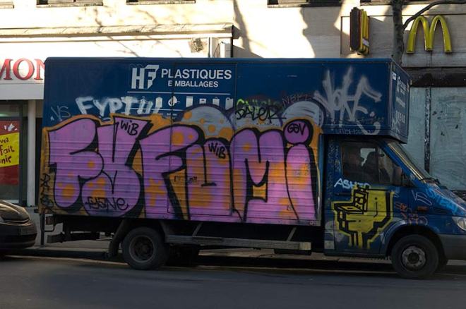 graffiti on Paris van