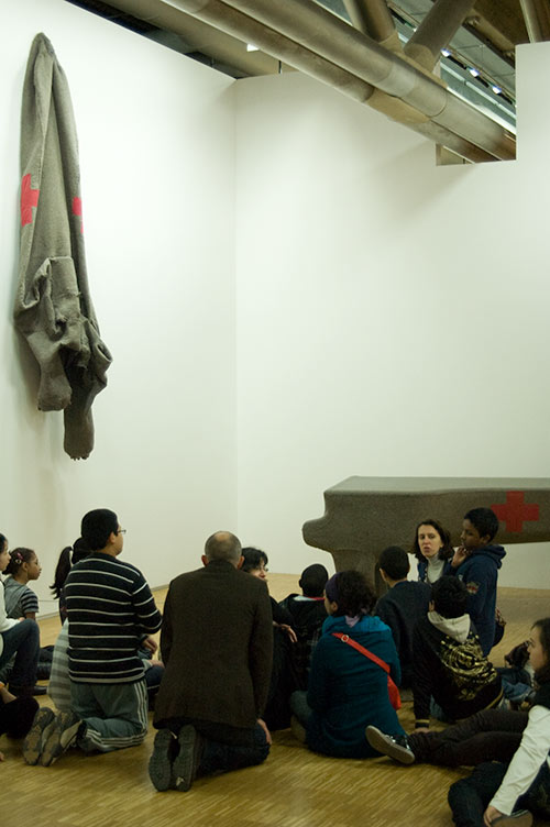 school children with Joseph Beuys piece at Centre Pompidou